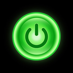 Power icon green, on black background