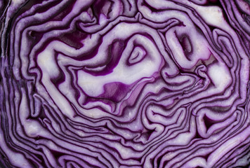 Cut of red cabbage. Food background.