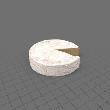 Sliced wheel of brie cheese