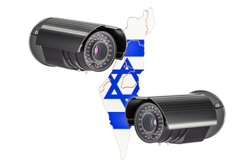 Surveillance and security system concept in Israel. 3D rendering