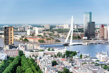 Panorama von Rotterdam mit Erasmusbrücke, Holland