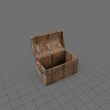 Open wooden medieval chest