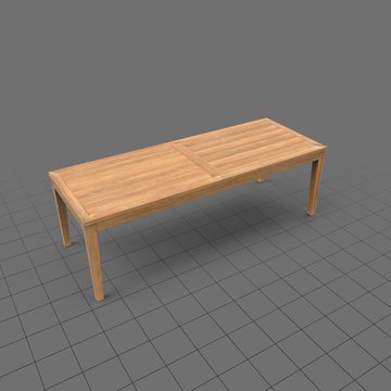 Rectangular light wood patio table