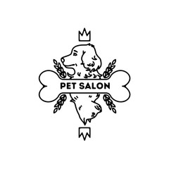 Logo for pet shop, salon, hair salon.Playing card with a cat and a dog. Vector illustration colorful