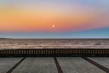 Fototapeta na wymiar Empty Beach Boardwalk, Montevideo, Uruguay