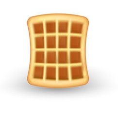 Realistic waffle icon, isolated on white background. Waffles 3d style. Breakfast, baking concept. Vector illustration