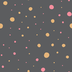 Snow Blizzard Hand Drawn Dots Asymmetrical Seamless Pattern, Dotted Swiss
