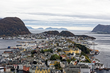 Looking over Alesund harbour, norway