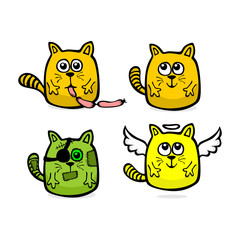 Hand drawn funny cats