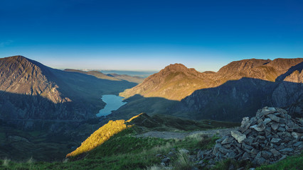 Panoramic View of Snowdonia Mountains in North Wales, UK