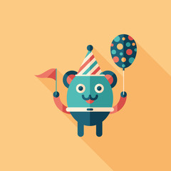 Merry christmas greeting flat square icon with long shadows.