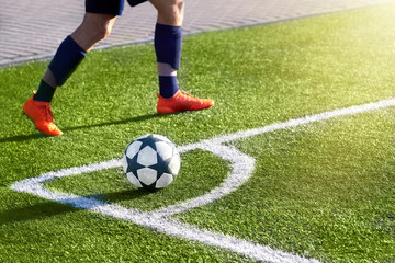 Football player on a soccer field.