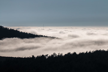 niebla en el valle en dia veraniego