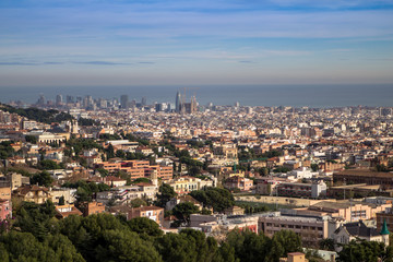 Fototapeta na wymiar Panorama of Barcelona, Spain.