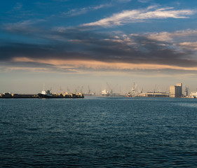 View of the sea and boats from Thessaloniki Port