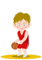 バスケットボール　ドリブル　白人