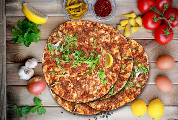 Lahmacun. Traditional Turkish food.