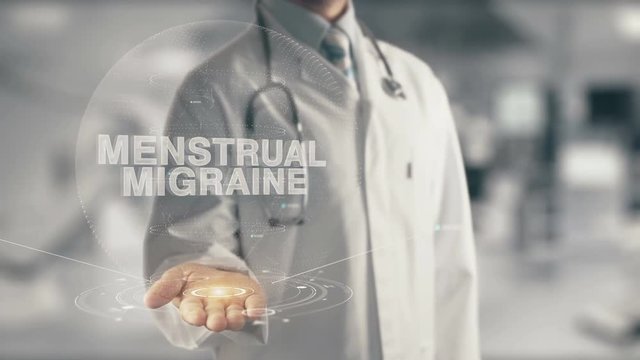 Doctor holding in hand Menstrual Migraine
