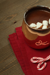 Hot chocolate with marshmallows and candy canes