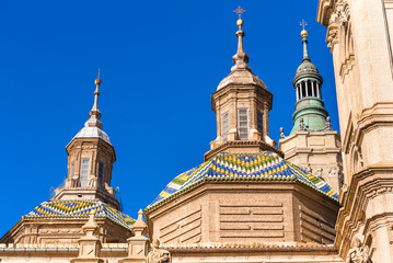 Fototapeta premium The Cathedral-Basilica of Our Lady of Pillar - a roman catholic church, Zaragoza, Spain. Close-up.