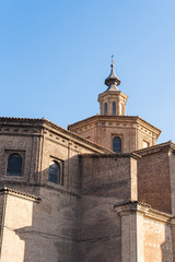 Church of Iglesia de San Juan de los Panetes, Zaragoza, Spain. Copy space for text. Vertical.