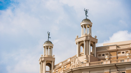 Beautiful building in the city center, Barcelona, Spain. Copy space for text.