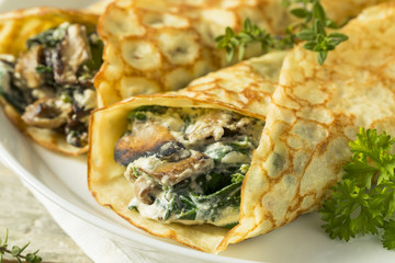 Savory Homemade Mushroom and Spinach Crepes
