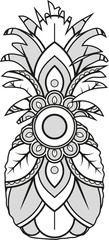 Vector illustration of a mandala pineapple silhouette