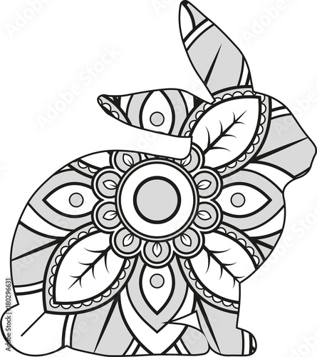Download "Vector illustration of a mandala rabbit silhouette" Stock ...