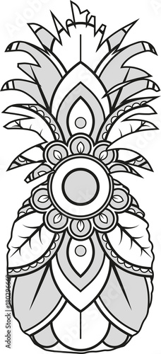 Download "Vector illustration of a mandala pineapple silhouette ...
