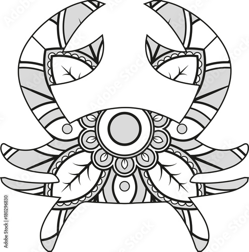 Download "Vector illustration of a mandala crab silhouette" Stock ...