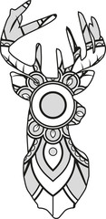 Vector illustration of a mandala deer silhouette