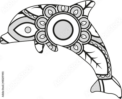 Download "Vector illustration of a mandala dolphin silhouette ...