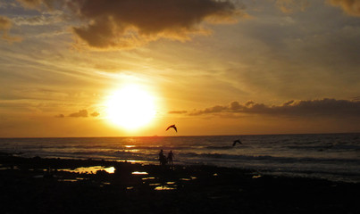 Sunset on the beach at the Canaries