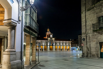 Night in the old Spanish city of Aviles, Asturias