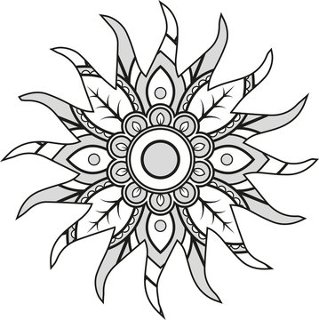 Vector illustration of a mandala sun silhouette