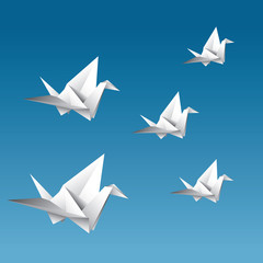 Vector paper cranes, origami