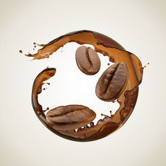Coffee splash in round shape