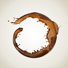 Coffee splash in round shape