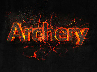 Fototapeta na wymiar Archery Fire text flame burning hot lava explosion background.