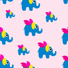 Elephant pattern background, flat cartoon design