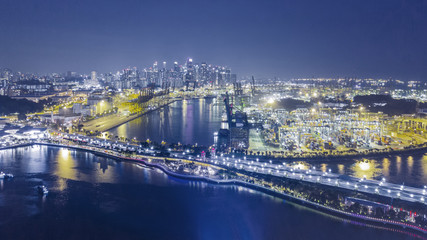 Fototapeta na wymiar Aerial scenery of Singapore industrial port