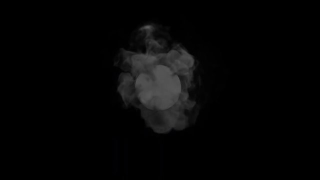 Colorful smoke envelops a black circular sphere. Perfect for overlaying over a circular logo. 4K UHD animation rendered at 16-bit color depth.