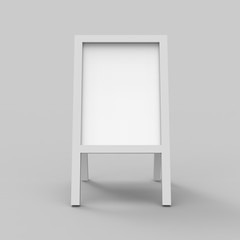 Blank white metallic outdoor advertising stand mock up set on isolated white background, Clear street signage board mock up, 3d illustration.