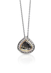 Raw Diamond Gemstone Brown Pendant Necklace.
