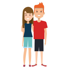 Fototapeta premium lovers couple avatars characters vector illustration design