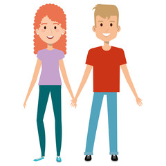 lovers couple avatars characters vector illustration design