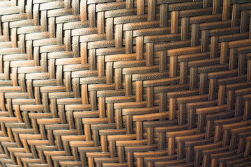 Photo texture of the wicker chair from back rest in curve, Brown wicker chair texture