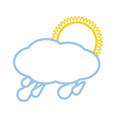 cloud and sun icon over white background vector illustration