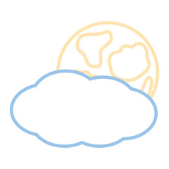 cloud and moon icon over white background vector illustration